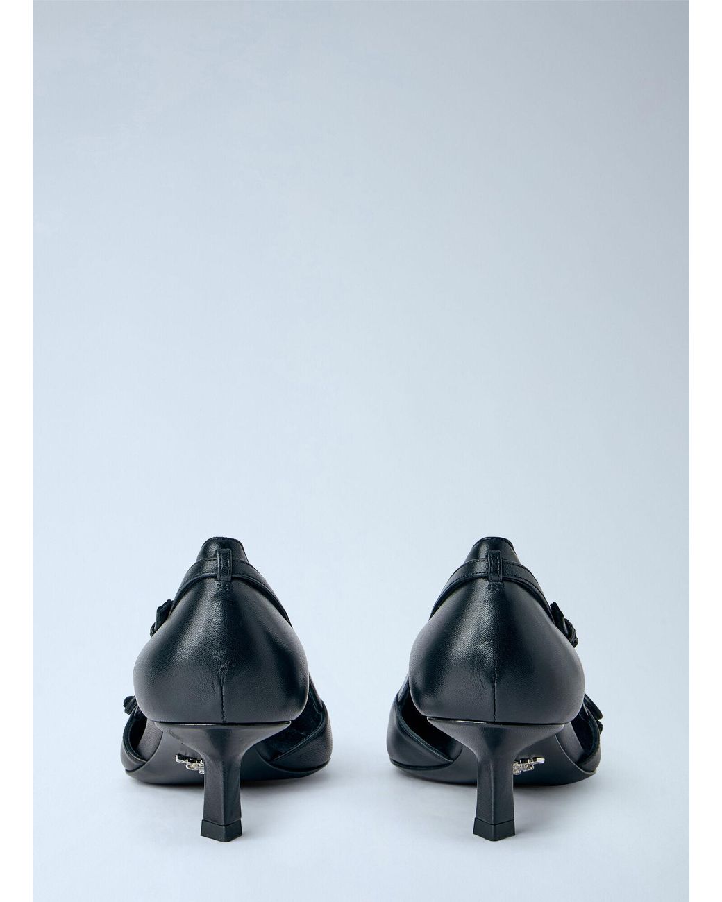 Prada Blue Side-Open Leather Pumps