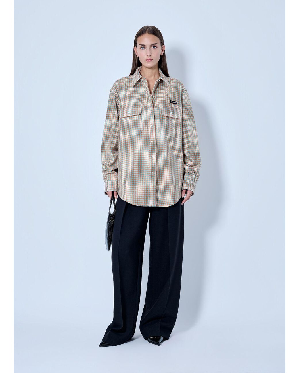 Miu Miu Gray Checked Cotton Shirt
