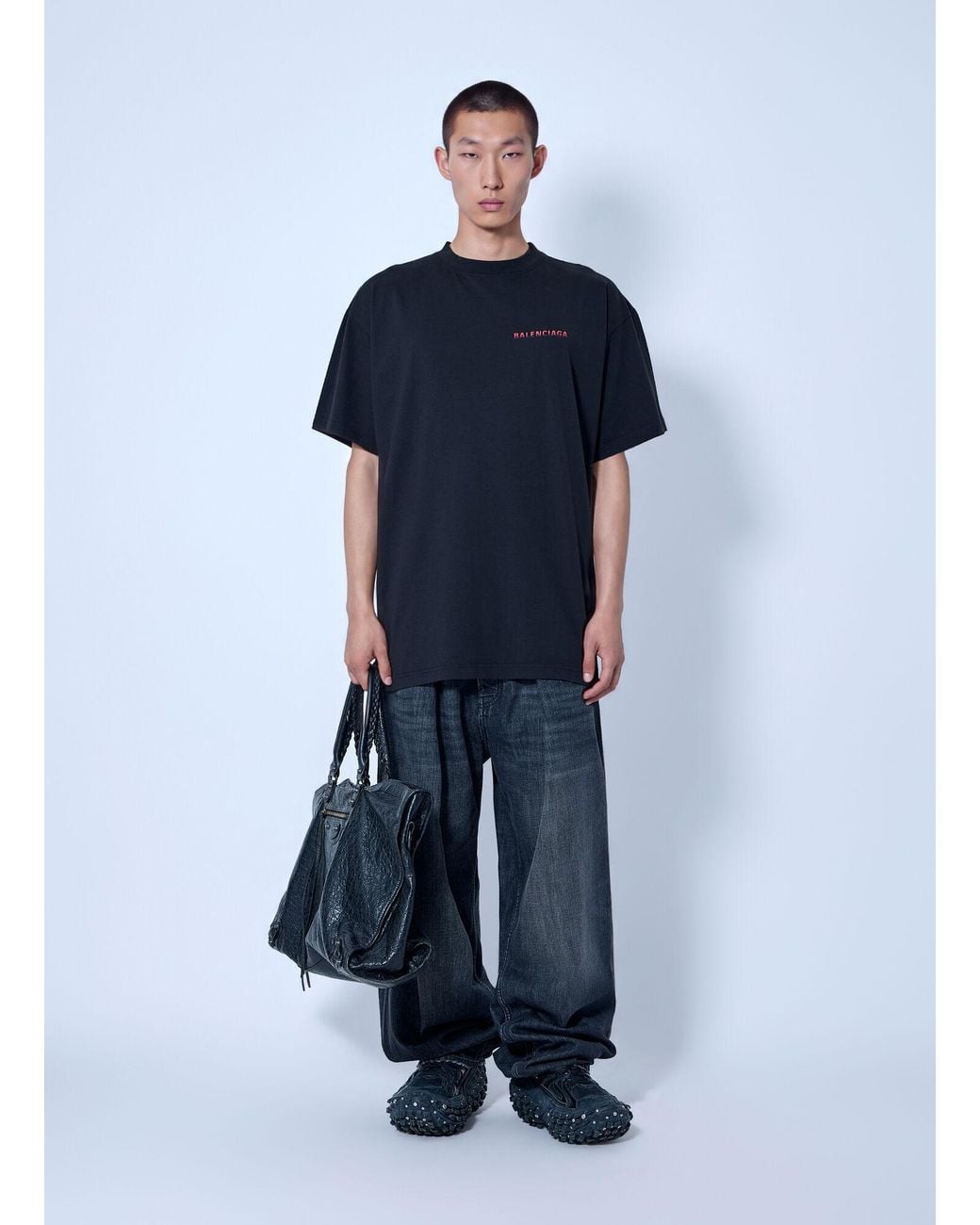 Balenciaga Blue Pleated Baggy Jeans for men