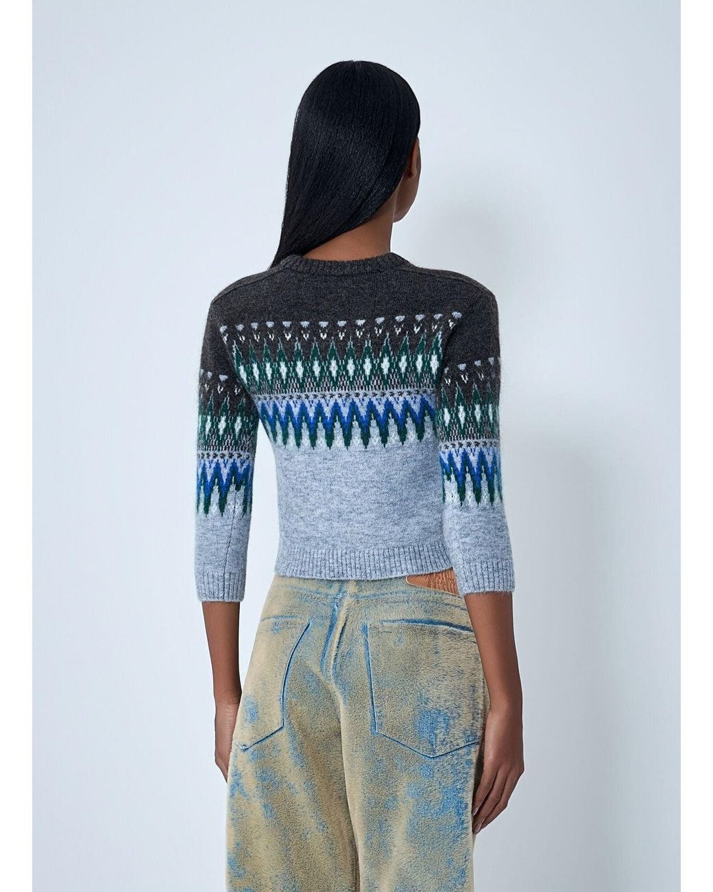Acne Blue Fair Isle Knit Sweater