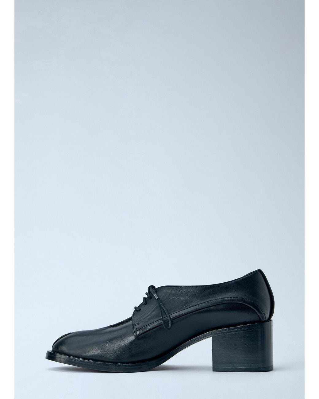 CAPASA MILANO Black Block Heel Leather Derbies