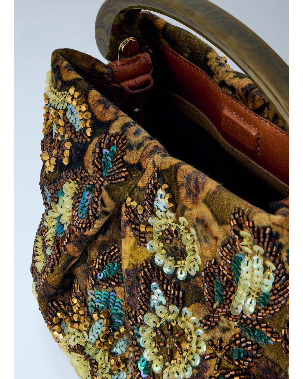 Dries Van Noten Green Crisp Metallic Crossbody Bag