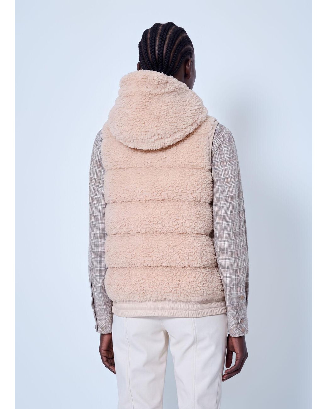 Moncler White Teddy Hooded Insulated Gilet