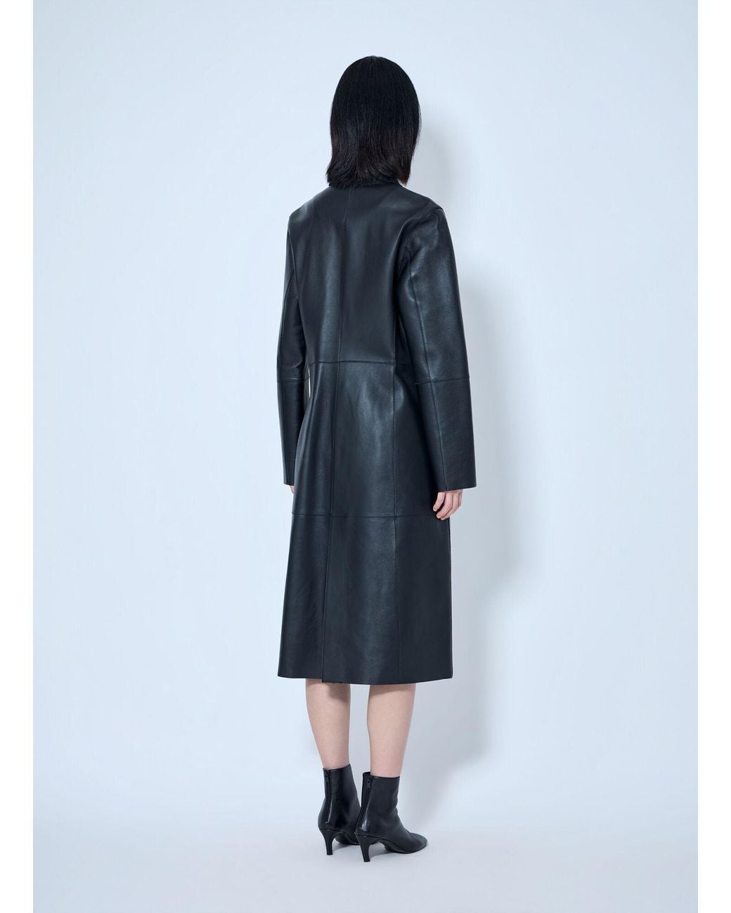 Totême  Blue Slim Leather Coat