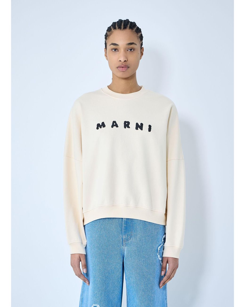 Marni White Logo Print Sweatshirt