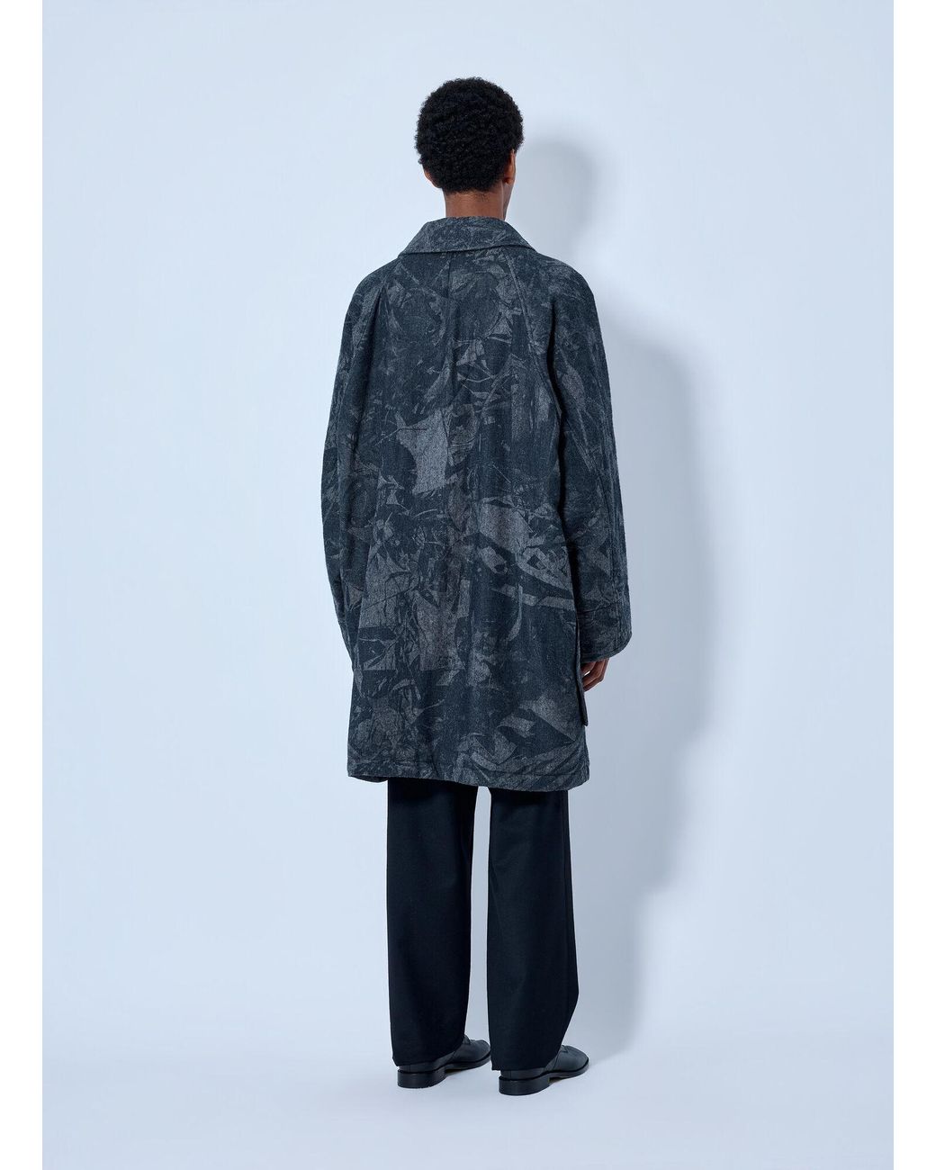 Yohji Yamamoto Blue Scrap Printed Coat for men