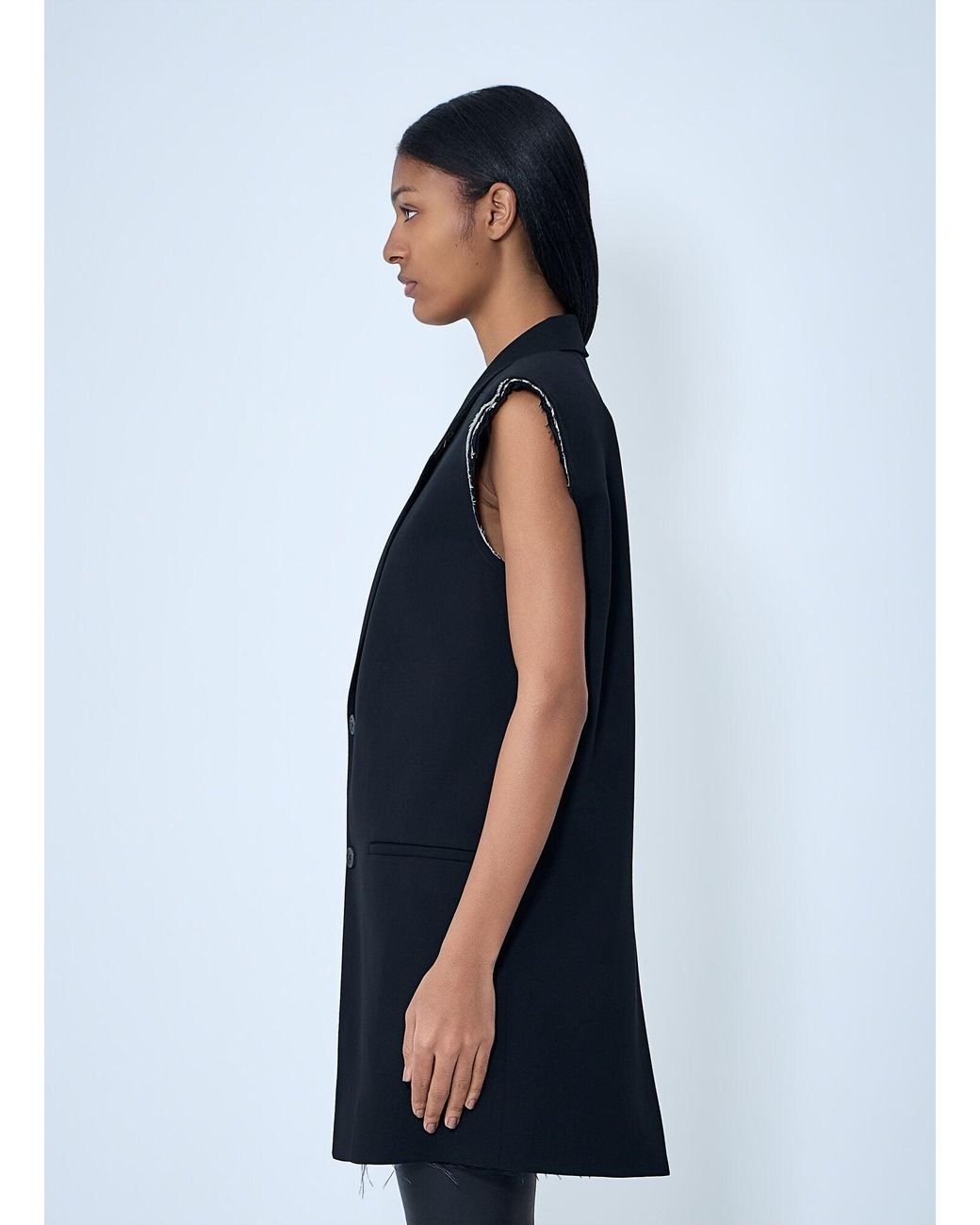 Rick Owens Blue Sleeveless Tailored Blazer
