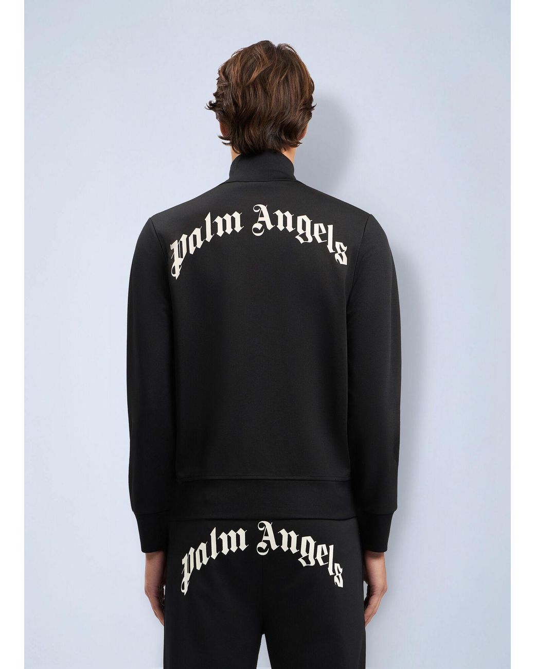 Palm Angels Black Curved Logo Track Jacket for men