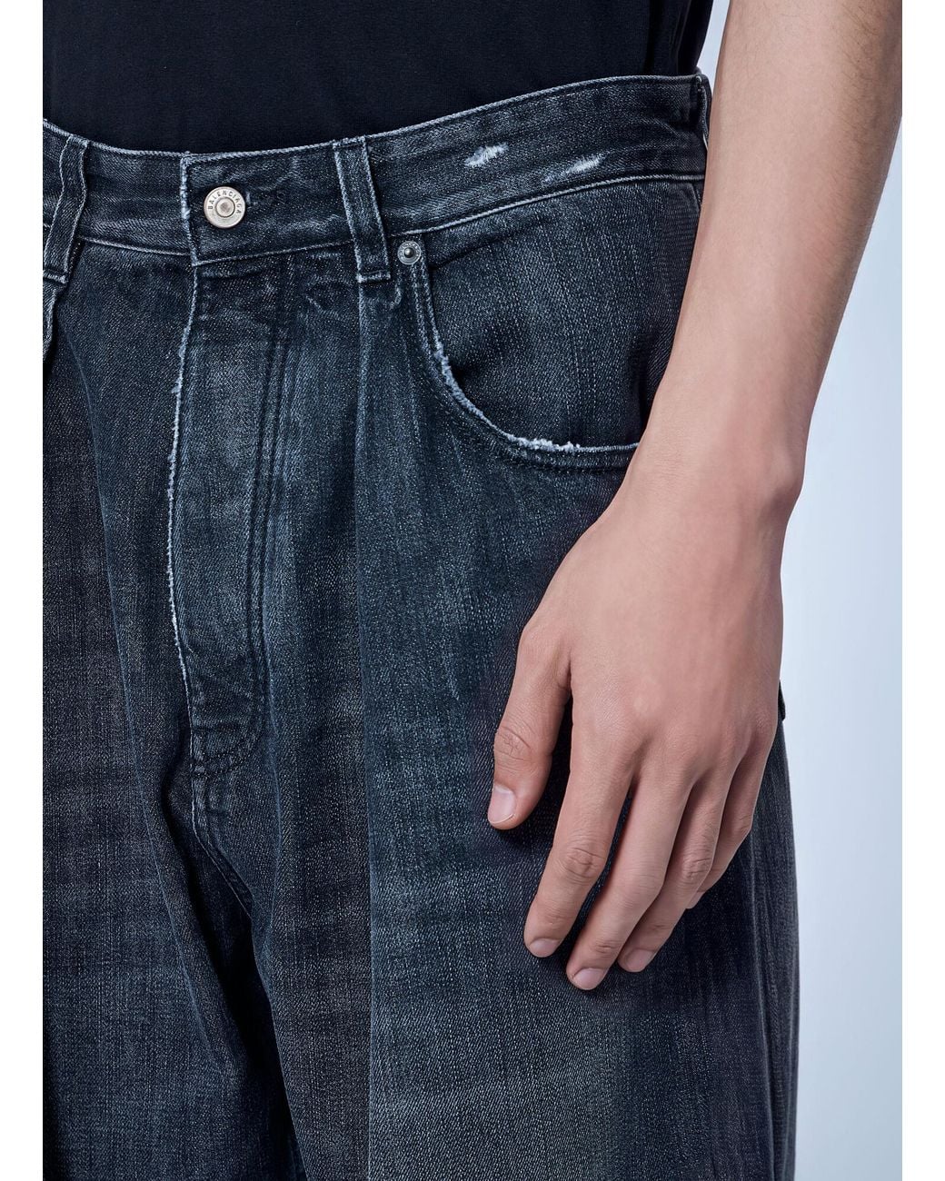 Balenciaga Blue Pleated Baggy Jeans for men