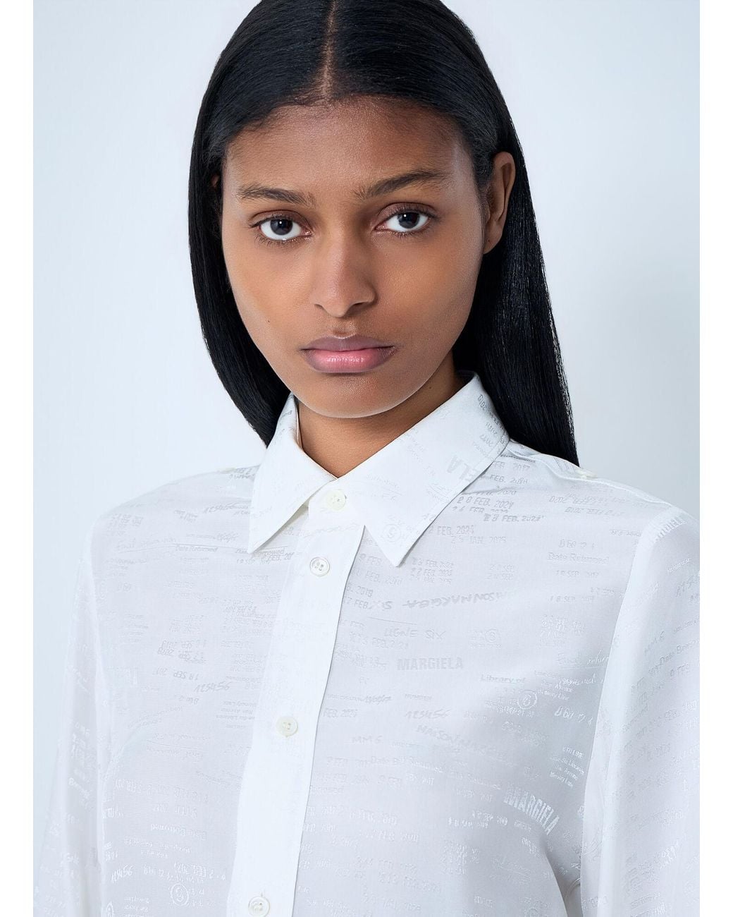 MM6 by Maison Margiela White Button-Down Shirt With Long Flared Sleeves