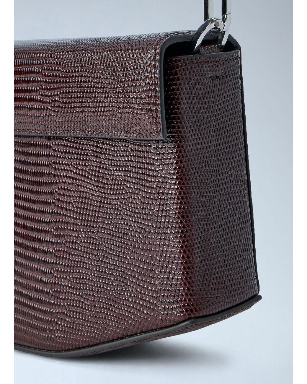 Totême  Brown Clip Lizard-Embossed Shoulder Bag