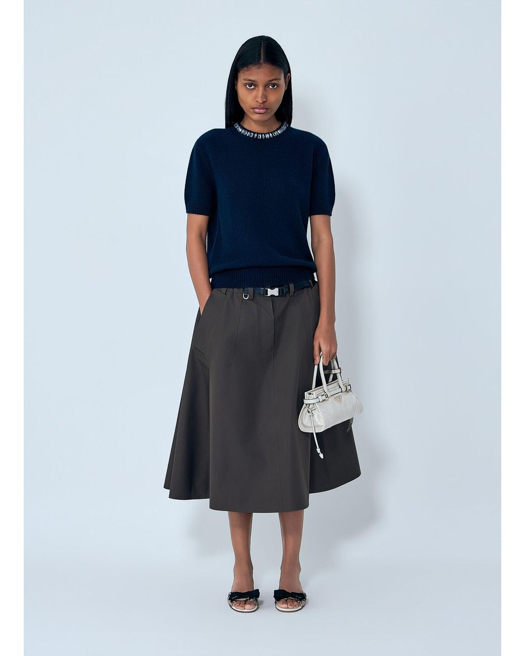 Prada Black Technical Fabric Circle Skirt