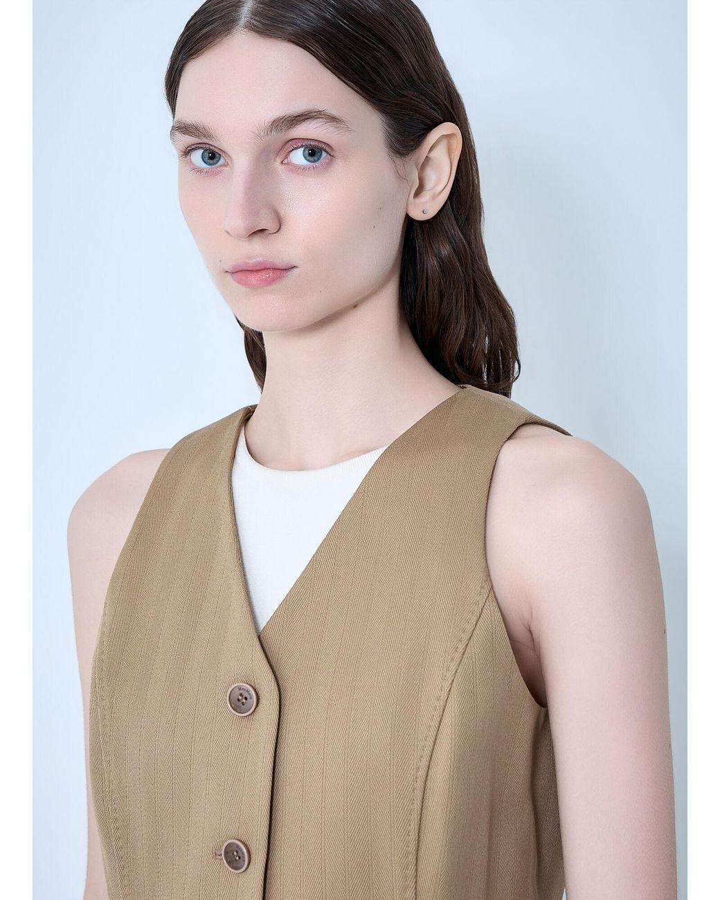 Max Mara Natural Tailored Vest With Button Fastening