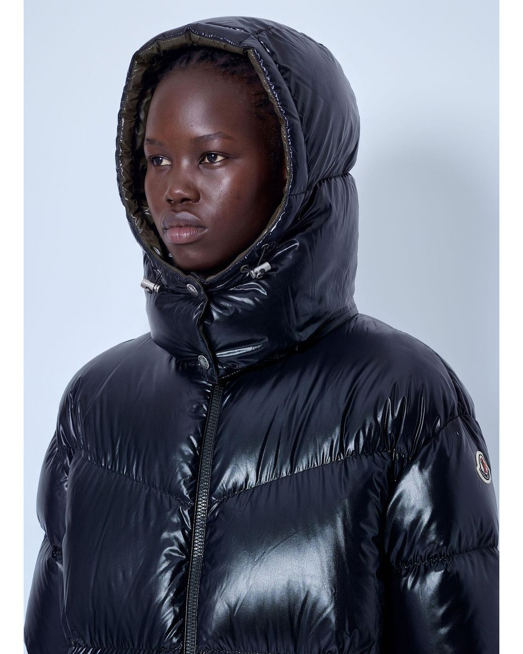 Moncler Blue Harfang Hooded Long Down Coat