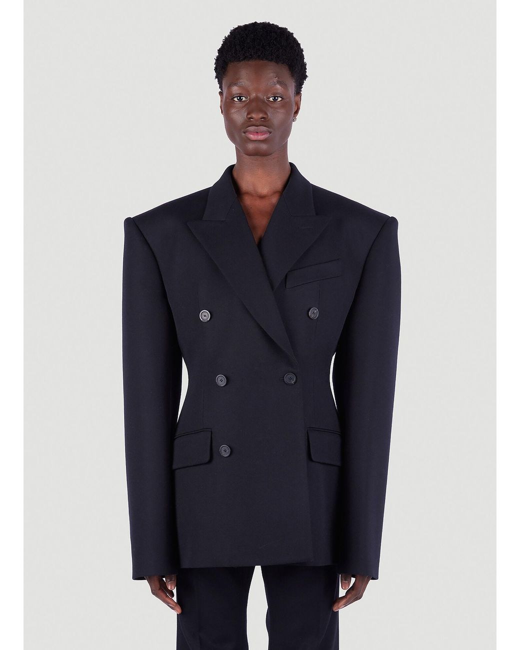 Balenciaga Wool Db Waisted Blazer in Black for Men | Lyst