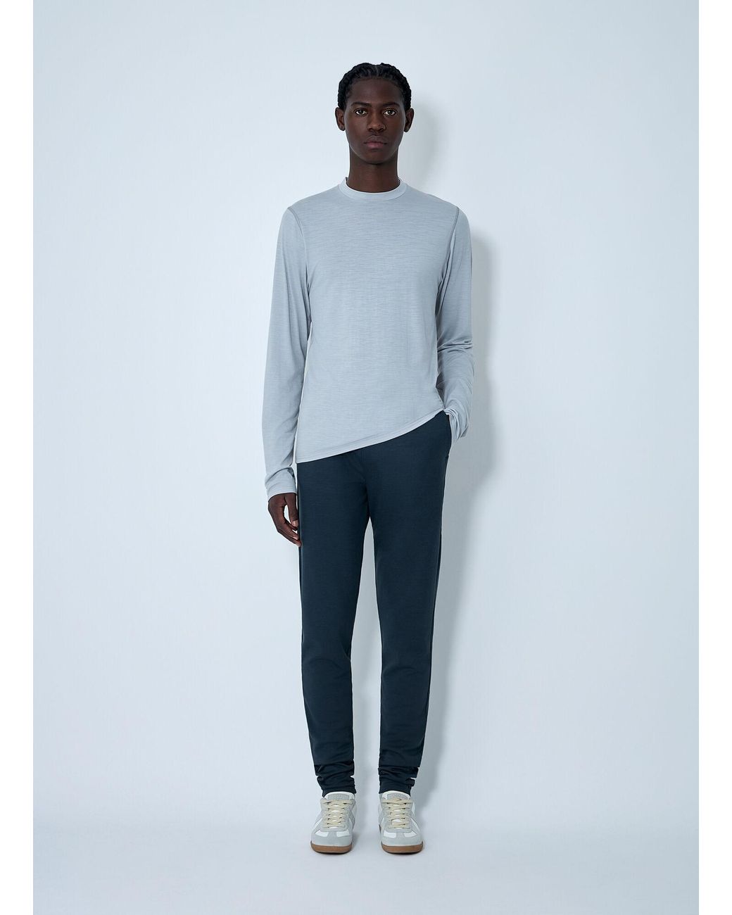 Rier Blue Long Sleeve Crewneck Top for men
