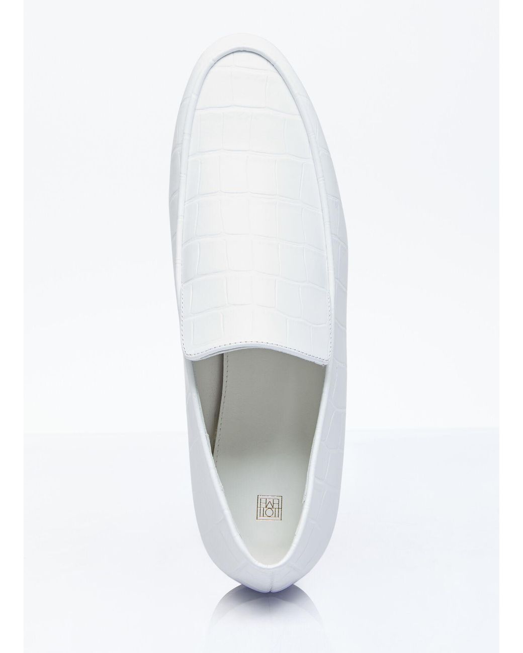 Totême White Croco Oval Loafers
