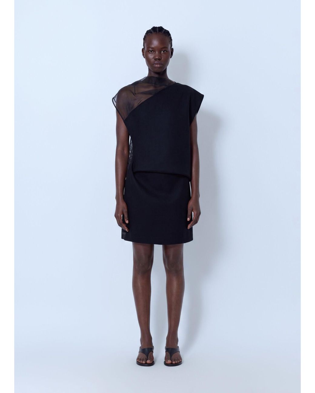 Sportmax Blue Sheer Overlay Dress