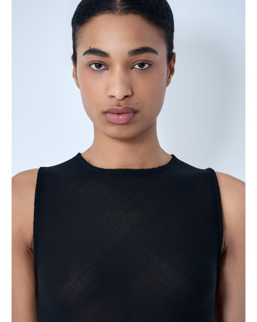 Rier Blue Sleeveless Mesh Midi Dress