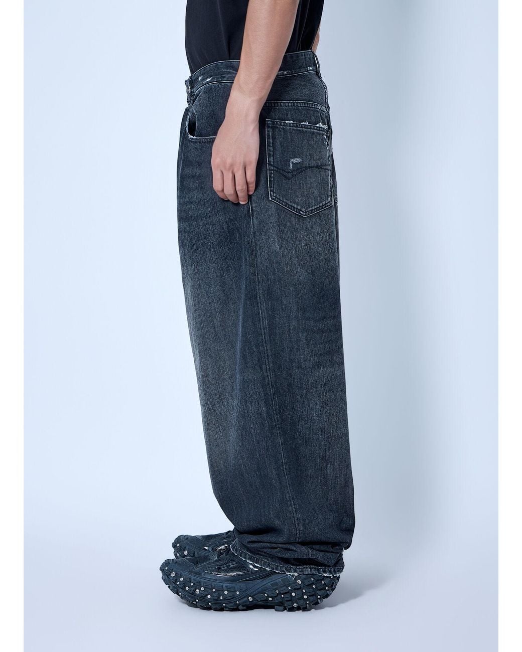 Balenciaga Blue Pleated Baggy Jeans for men