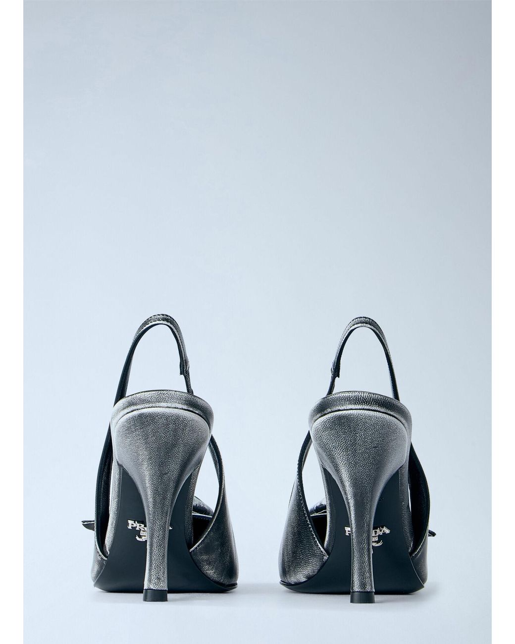 Prada Blue Leather Slingback Pumps