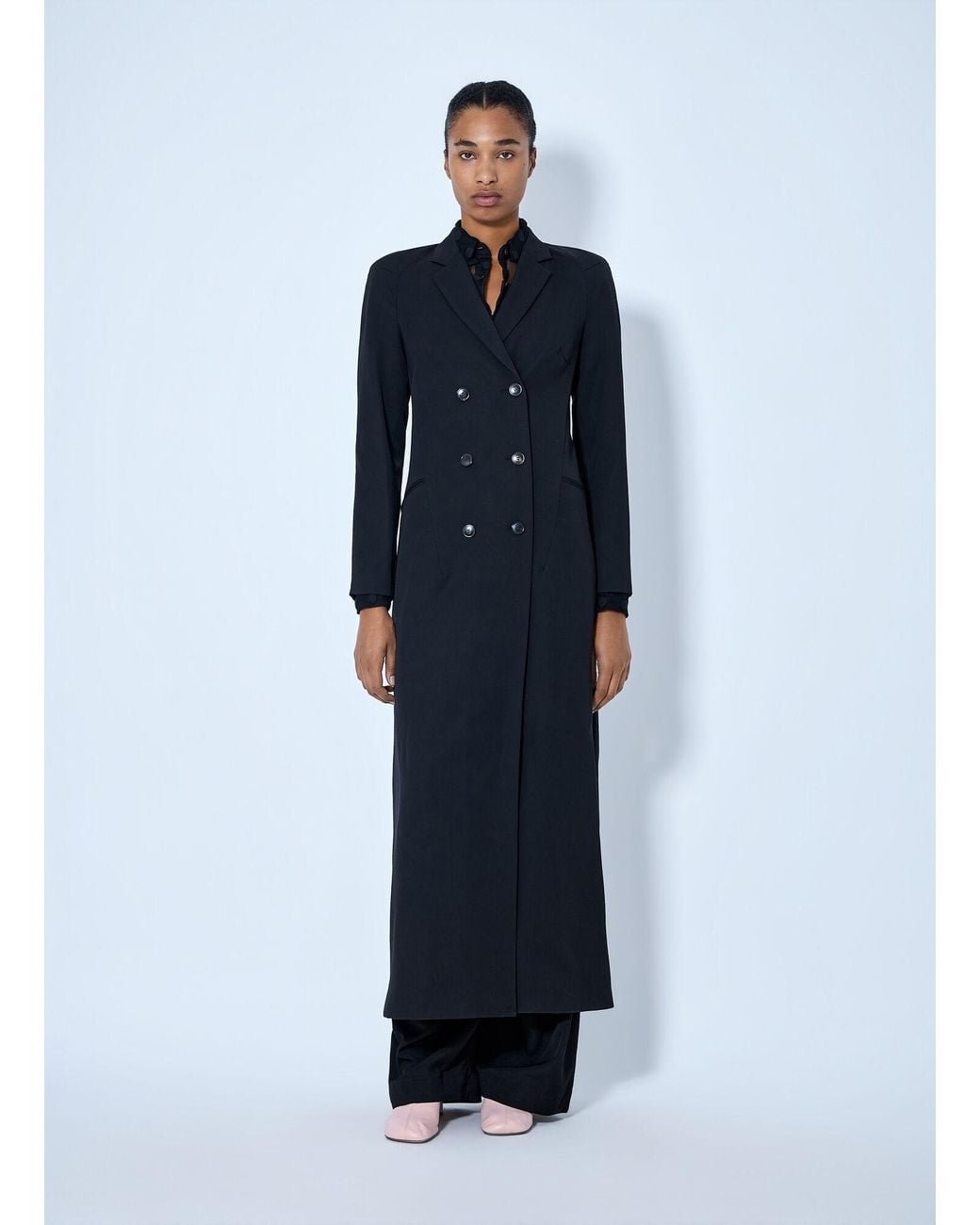 Dries Van Noten Blue Ronna Double-Breasted Wool Coat