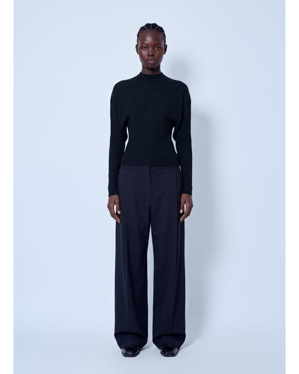 Sportmax Blue Ribbed Knit Sweater