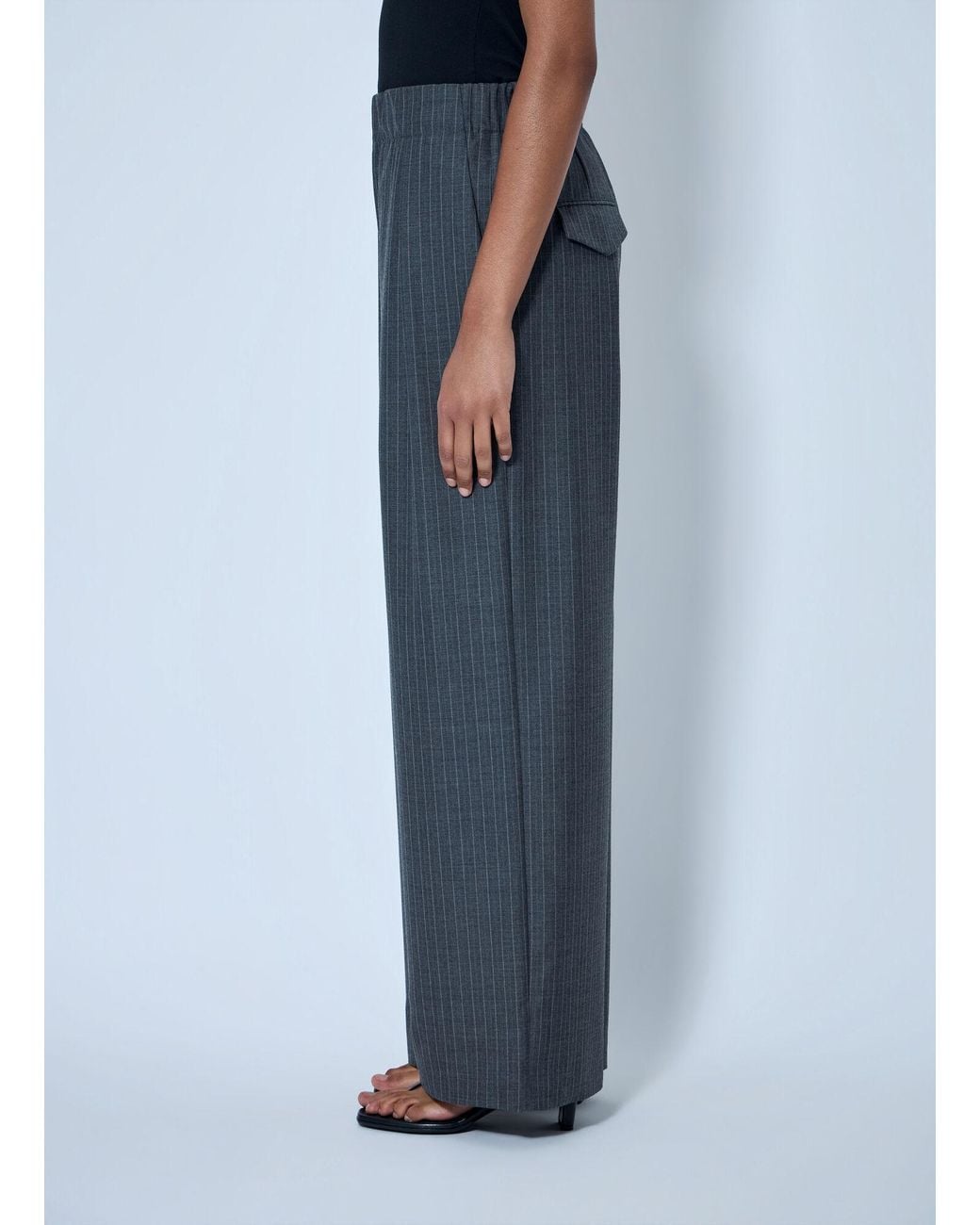 Jil Sander Blue Pinstripe Wide-Leg Trousers