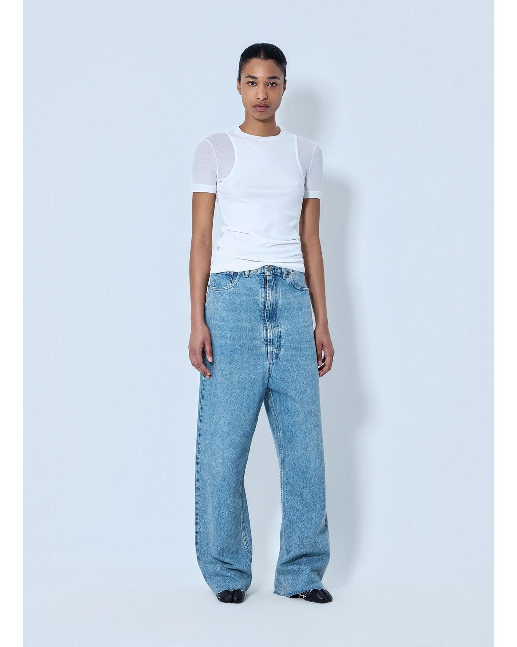 Maison Margiela Blue Wide-Leg Denim Trousers
