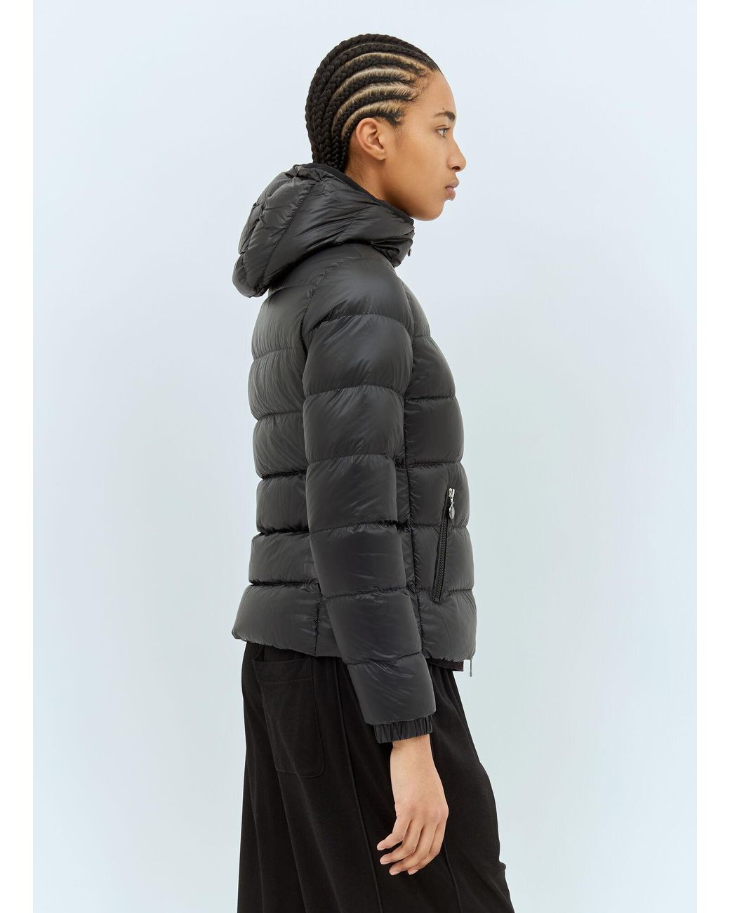 Moncler Gray Gles Hooded Short Down Jacket