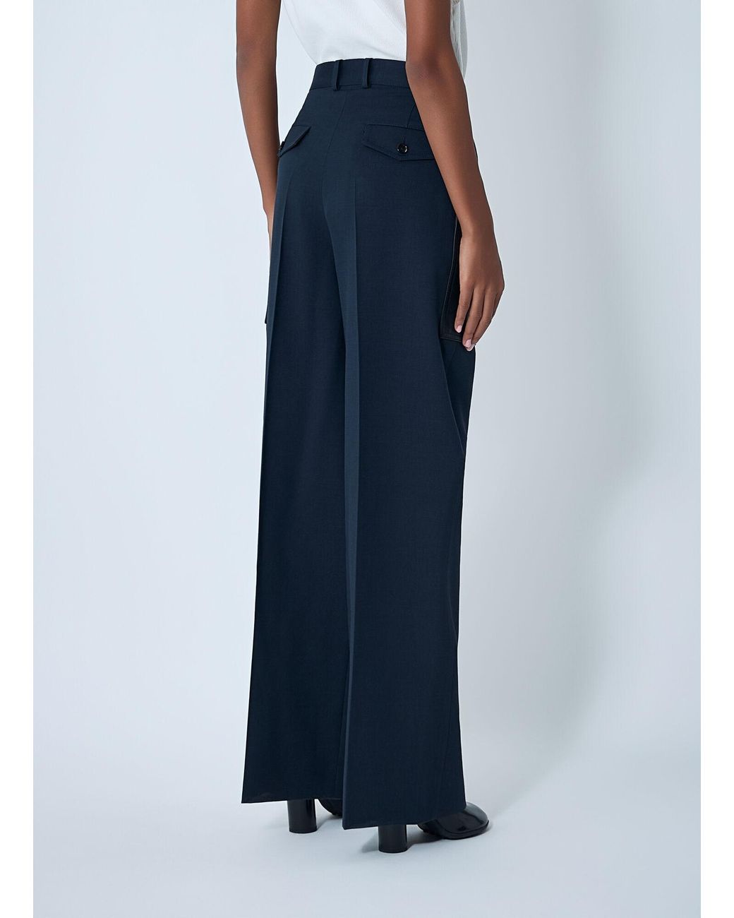 Bottega Veneta Blue Compact Wool And Cotton Twill Pants
