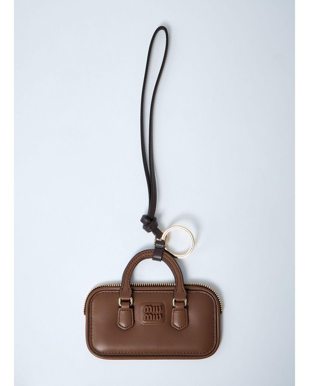 Miu Miu Brown Arcadie Leather Keyring