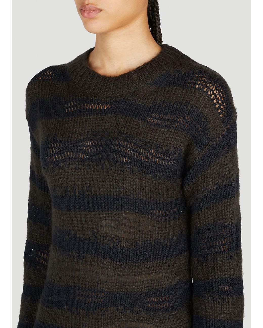 Acne Black Ladder Knit Midi Dress