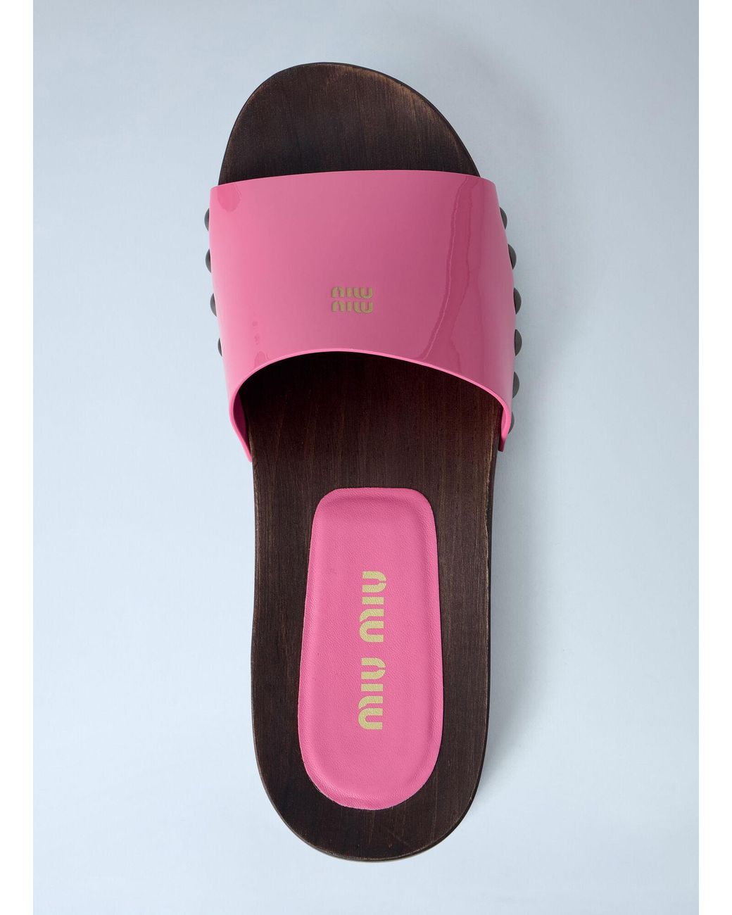 Miu Miu White Studded Slide Sandals