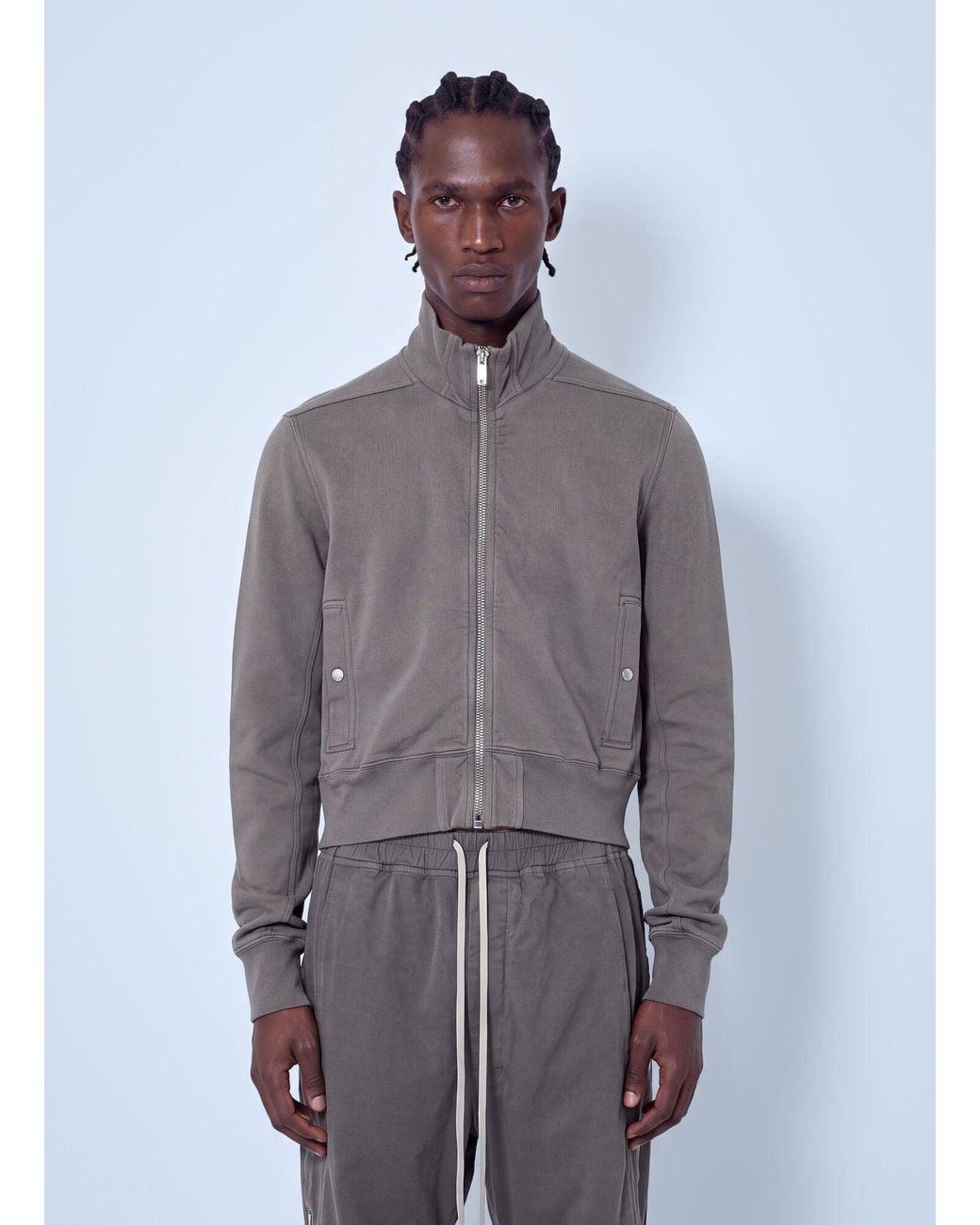 Rick Owens Blue High Neck Zip-Up Jacket for men