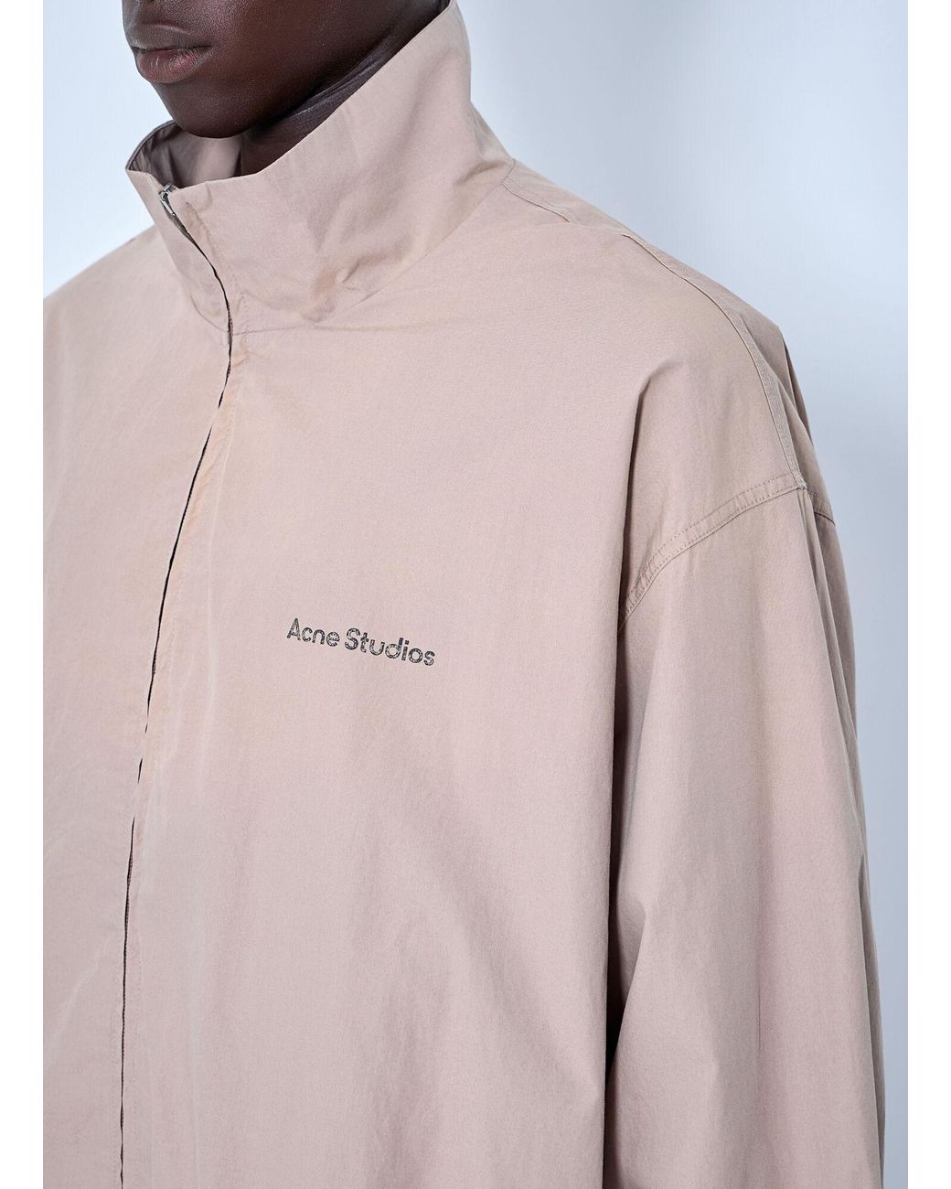 Acne Natural Logo Printed Zip-Up Jacket