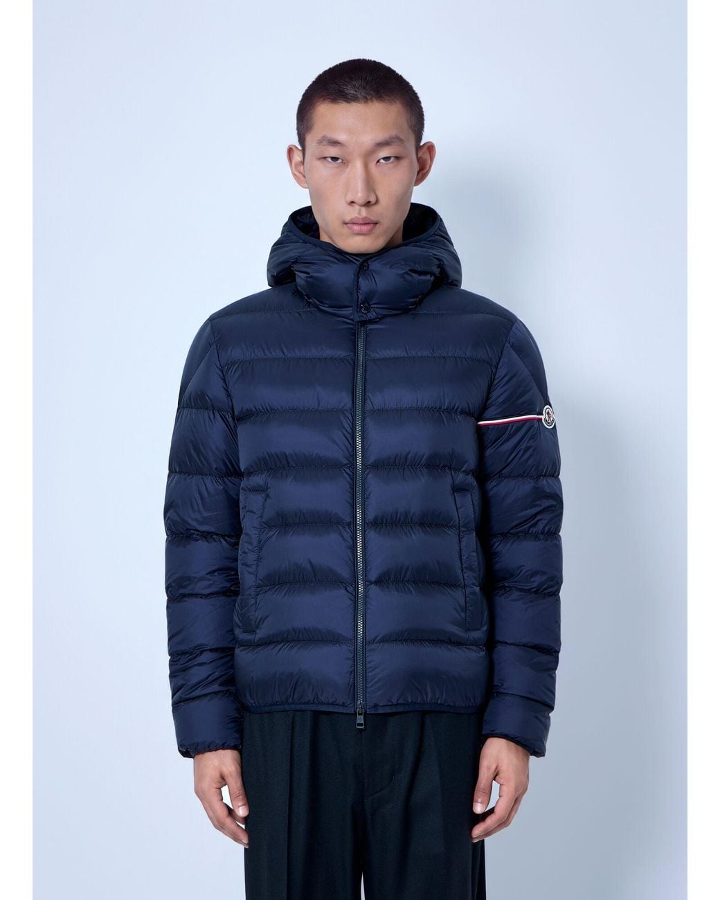 Moncler Blue Ravenlock Hooded Short Down Jacket for men