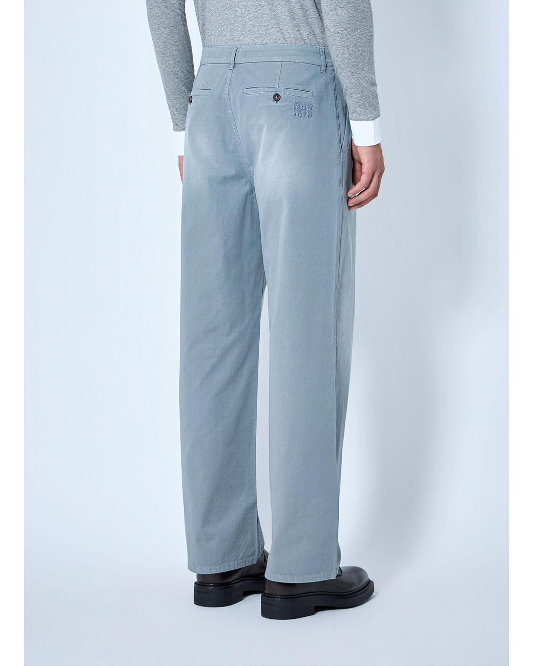 Miu Miu Blue Garment-Dyed Twill Pants