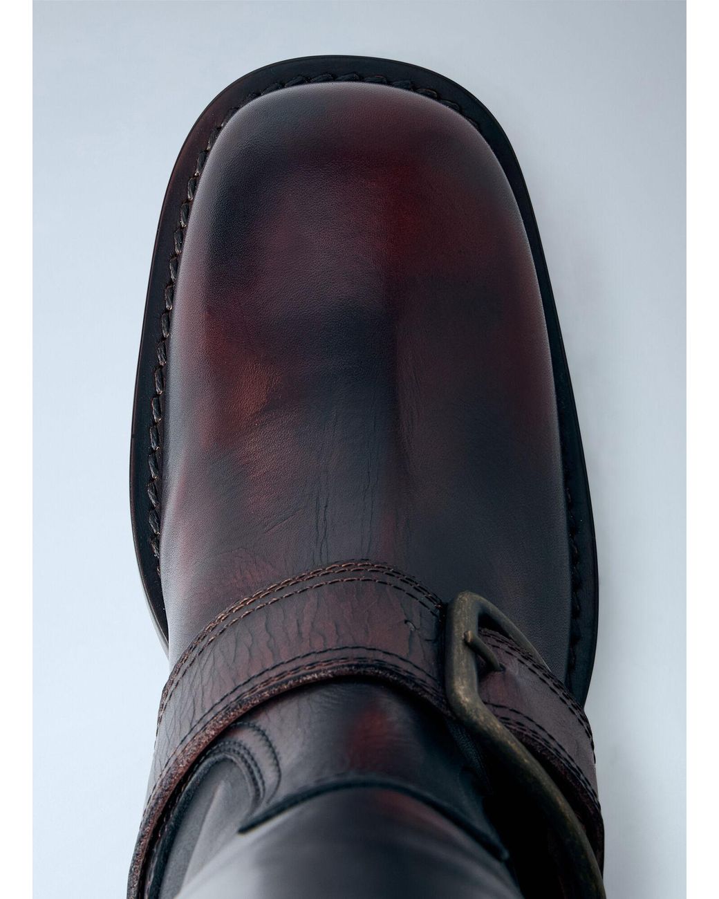 Dries Van Noten Blue Leather Buckle Boots