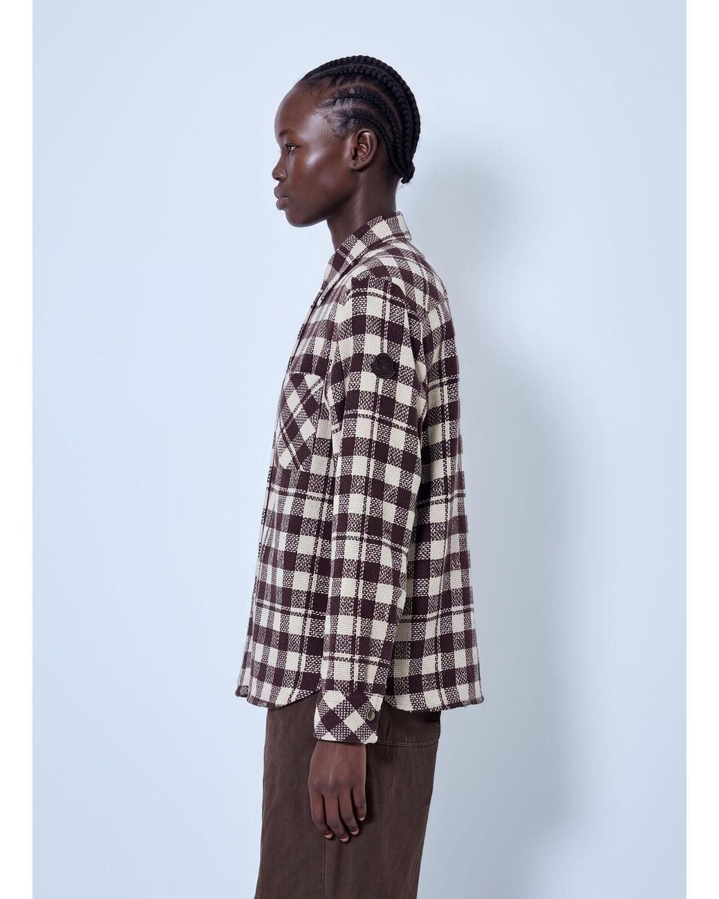 Moncler Brown Checked Wool Shirt