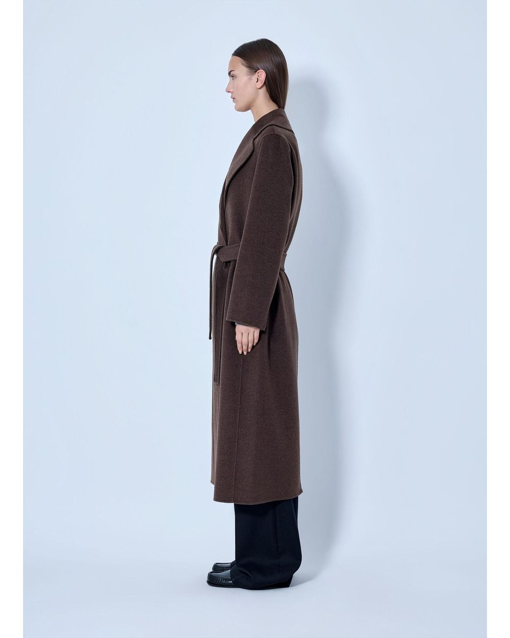 Max Mara Blue Wrap Belted Wool Coat