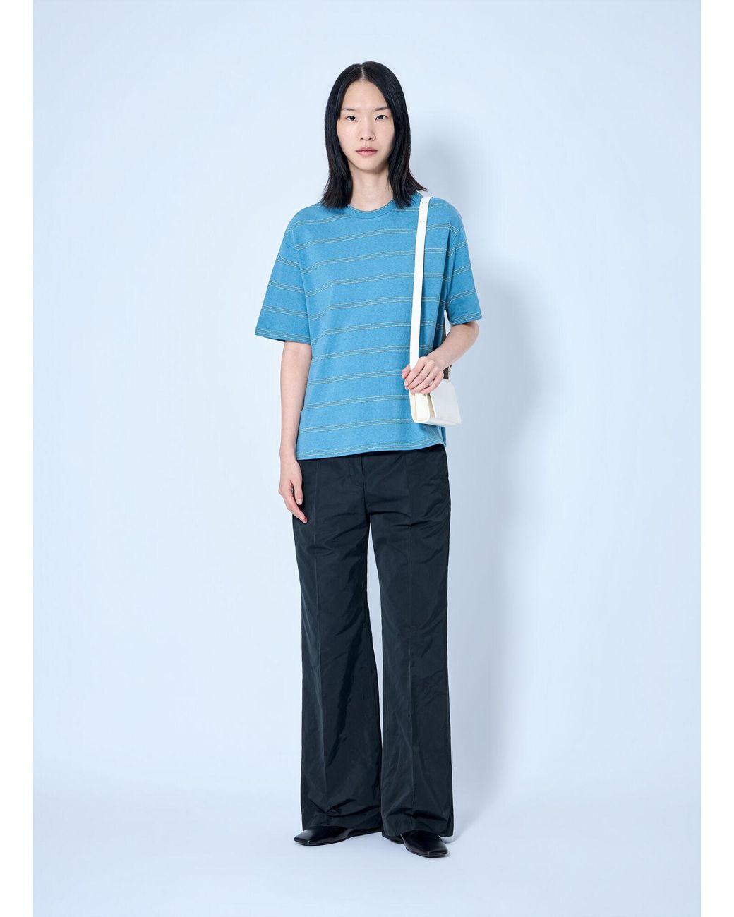 Jil Sander Blue Striped Crewneck T-Shirt
