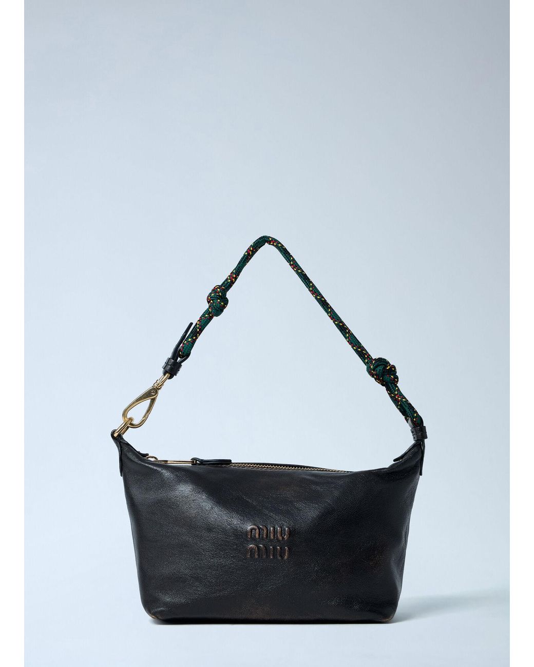 Miu Miu Blue Logo Motif Pouch Shoulder Bag