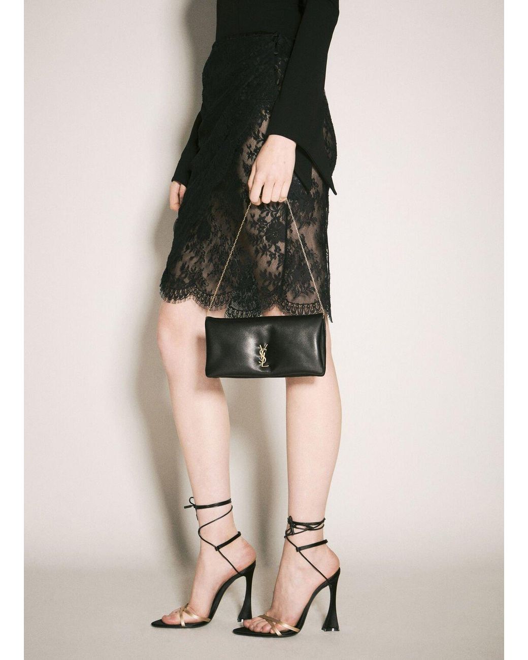 Saint Laurent Calypso Mini Leather Shoulder Bag in Black | Lyst