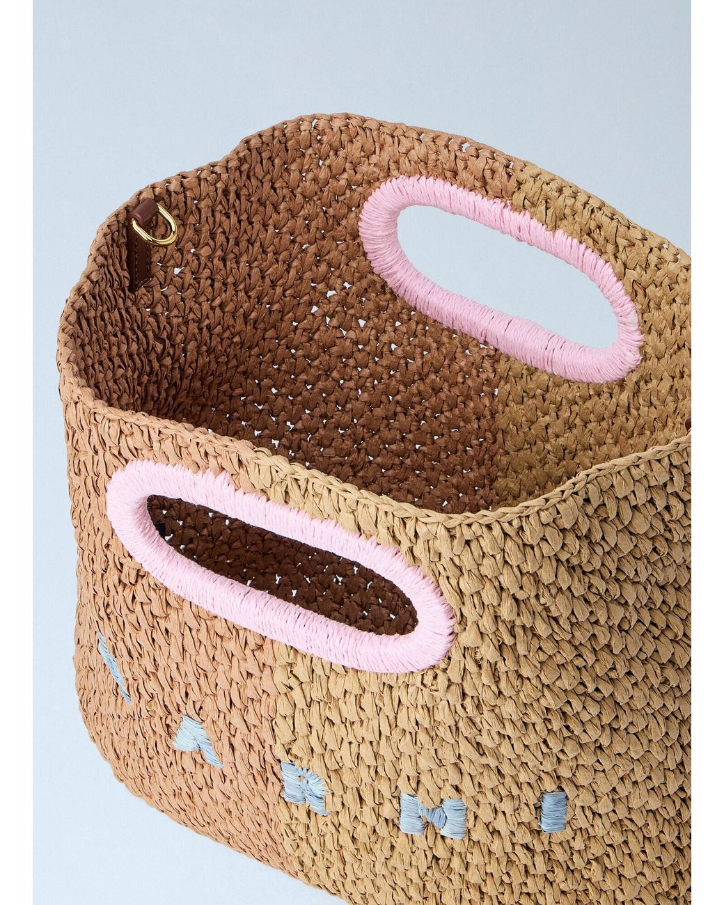 Marni Blue Woven Tote Bag With Logo Detail