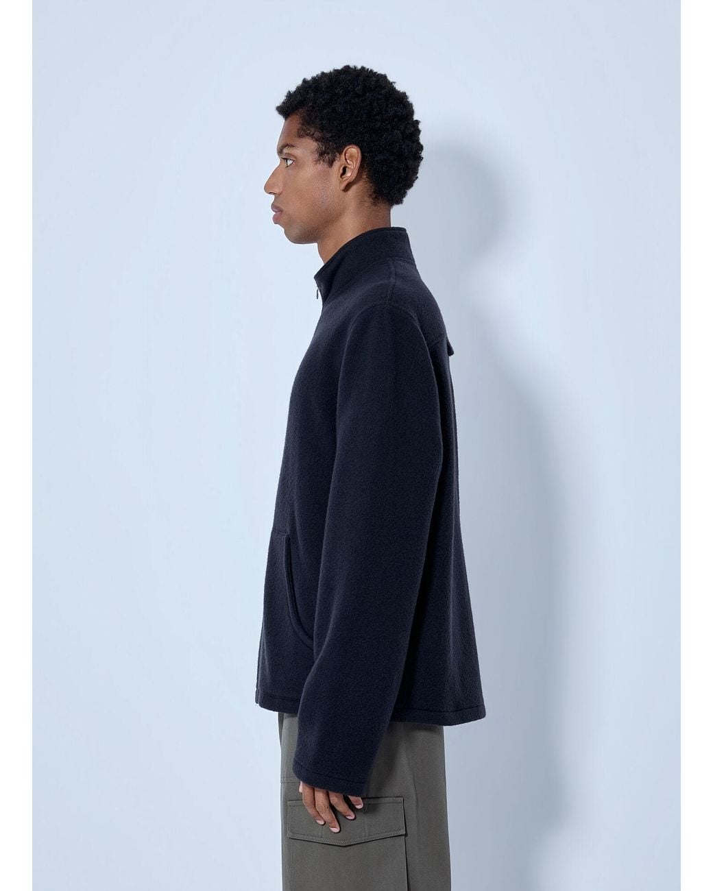 Rier Blue Fleece Full Zip Sweatshirt for men