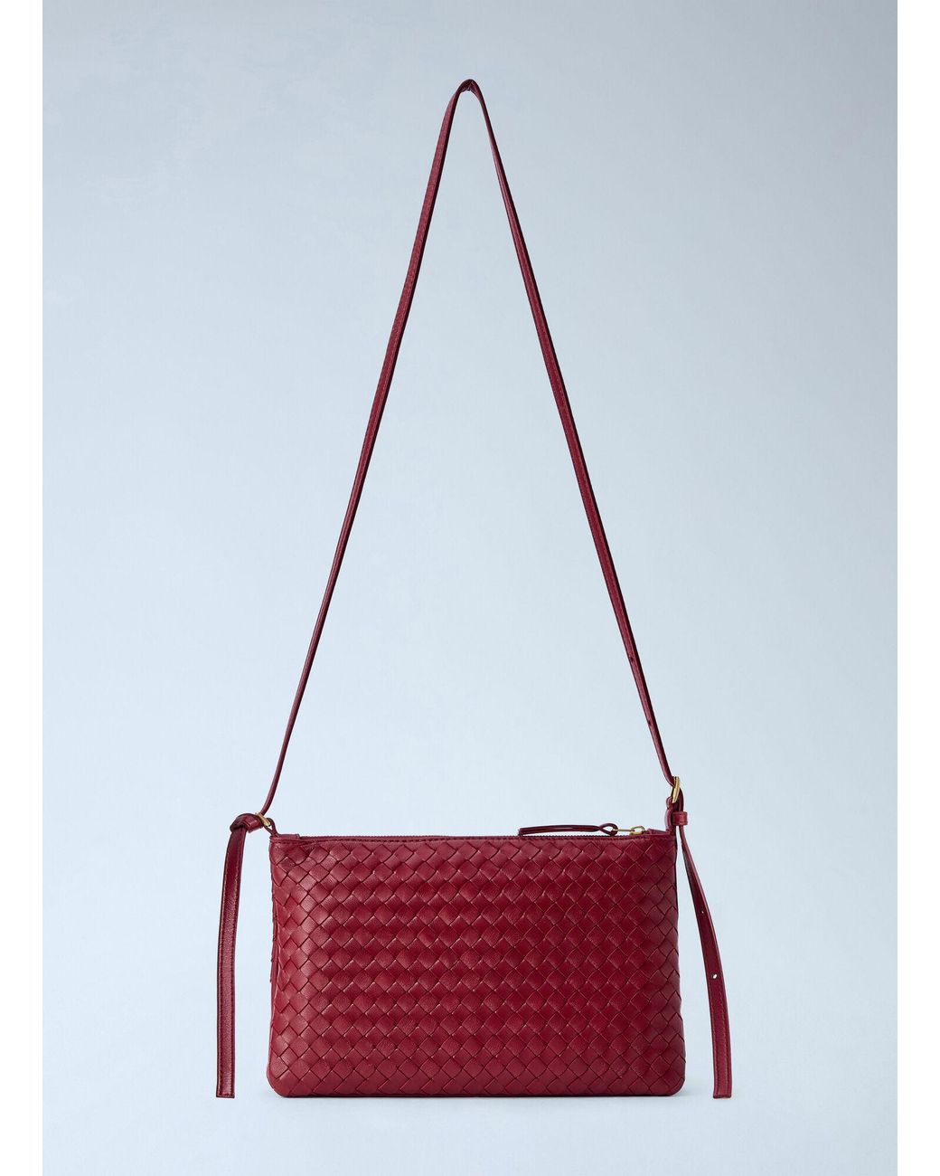 Bottega Veneta Red Intrecciato Piccolo Medium Pouch
