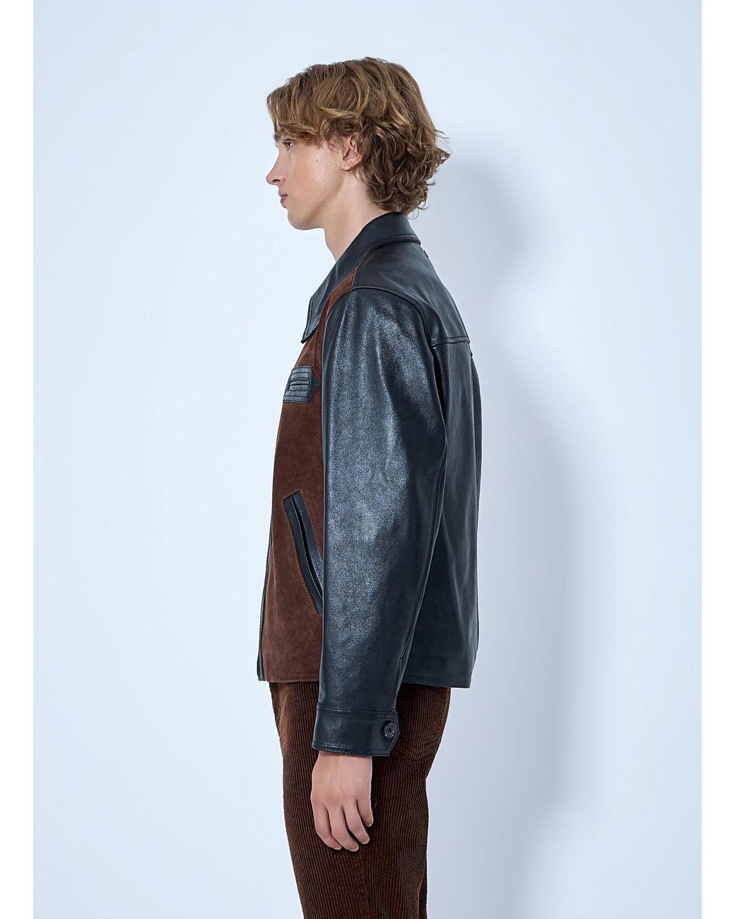Marni Gray Leather And Suede Panel Jacket for men
