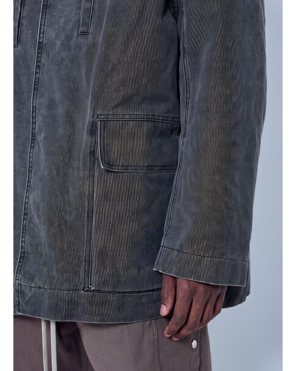Rick Owens Blue Collared Canvas Mac Jacket for men