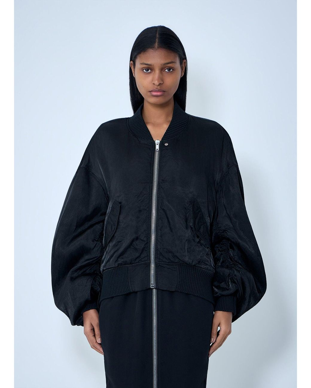 Rick Owens Blue Oversized Bomber Jacket
